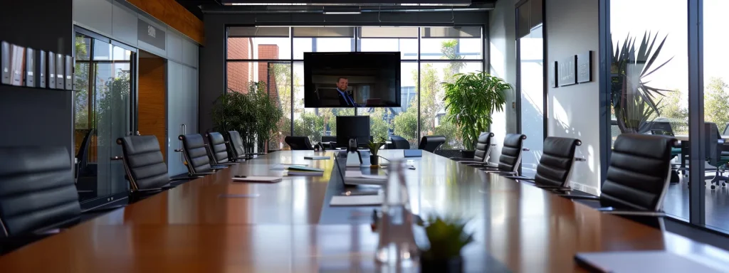 a sleek, modern office setting showcases a confident plumber presenting a detailed warranty contract on a polished conference table, emphasizing professionalism and the assurance of quality service to clients in rawmarsh.